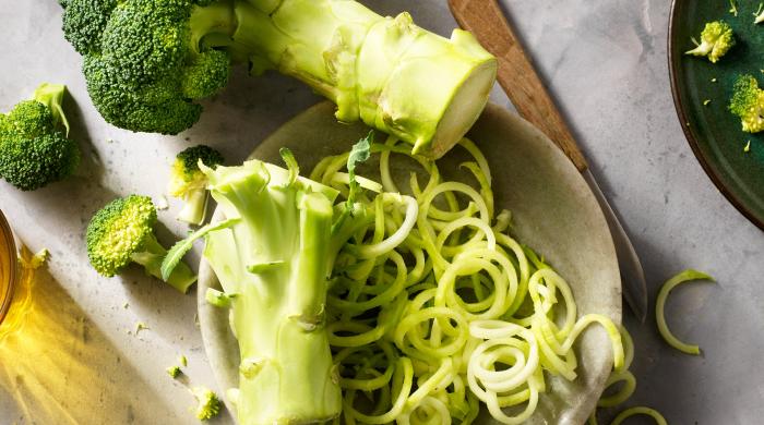 broccoli stems spaghetti